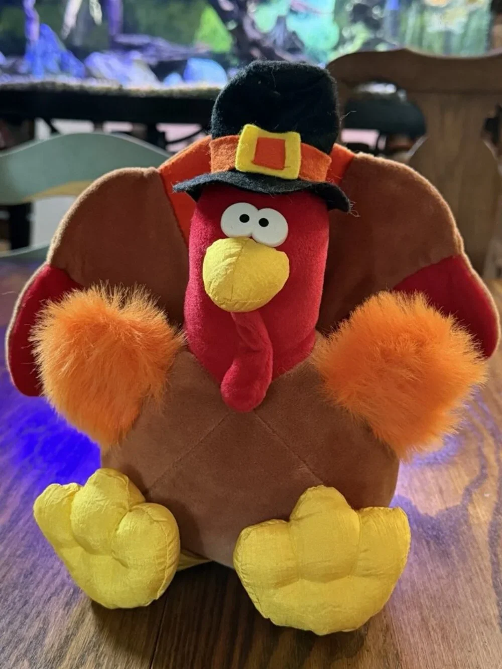 Vintage 1994 Thanksgiving Gibson Greeting Pilgrim Turkey Plush Stuffed Animal